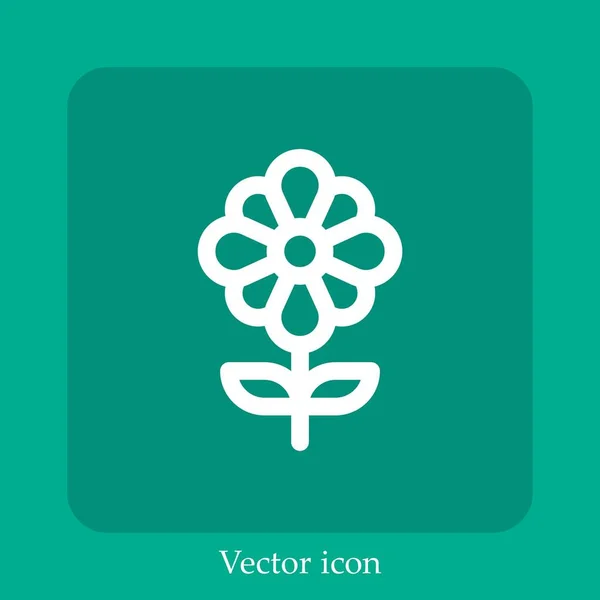 Icône Vectorielle Fleur Icône Linéaire Ligne Avec Trait Modifiable — Image vectorielle