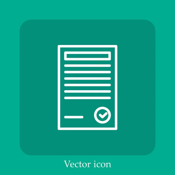 Ícone Vetor Recebimento Linear Icon Line Com Curso Editável —  Vetores de Stock