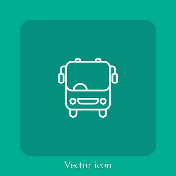 Bus Escolar Icono Vector Icon Line Lineal Con Carrera Editable — Vector de stock