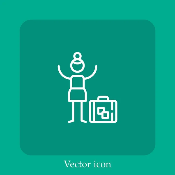 Wanderlust Vector Icono Icon Line Lineal Con Carrera Editable — Vector de stock