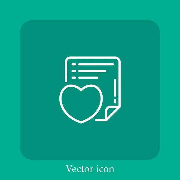 Icono Del Vector Del Corazón Icon Line Lineal Con Carrera — Vector de stock