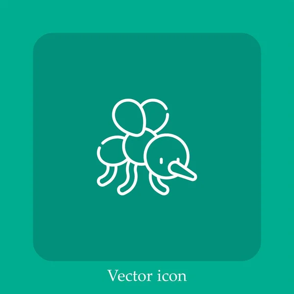 Icono Del Vector Mosquitos Icon Line Lineal Con Carrera Editable — Vector de stock