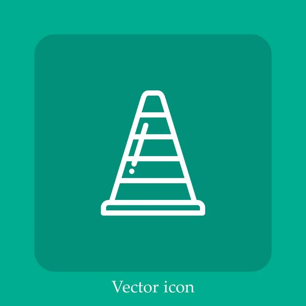 Icono Vector Cono Tráfico Icon Line Lineal Con Carrera Editable — Vector de stock