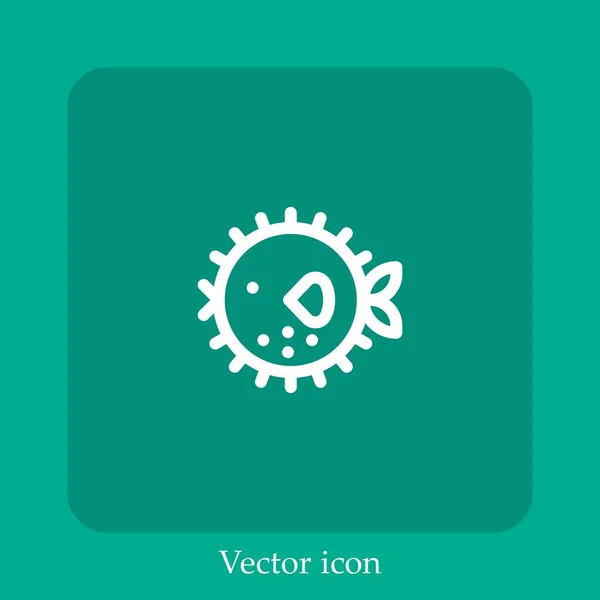 Icône Vectorielle Poisson Soufflé Icône Linéaire Ligne Avec Course Modifiable — Image vectorielle