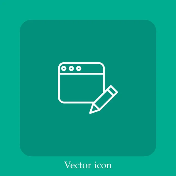 Ícone Vetorial Web Design Linear Icon Line Com Curso Editável — Vetor de Stock