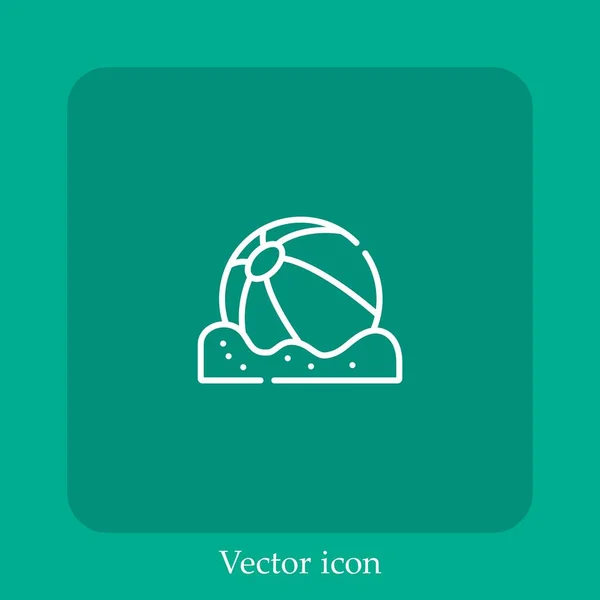 Strandball Vektor Symbol Linear Icon Line Mit Editierbarem Strich — Stockvektor