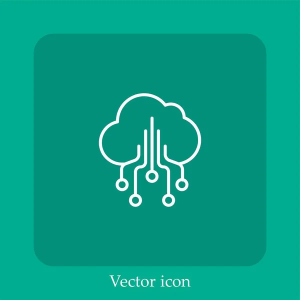 Computing Cloud Vector Icon Linear Icon Line Editable Stroke — Vector de stock