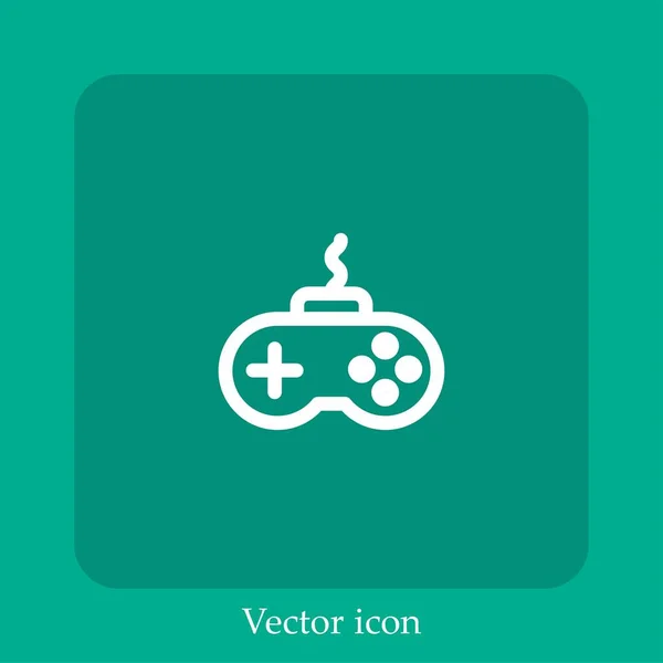 Gamepad Vector Icono Icon Line Lineal Con Carrera Editable — Vector de stock