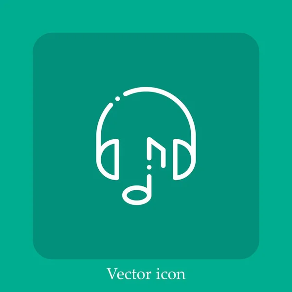 Headphones Vector Icon Linear Icon Line Editable Stroke — Stock Vector