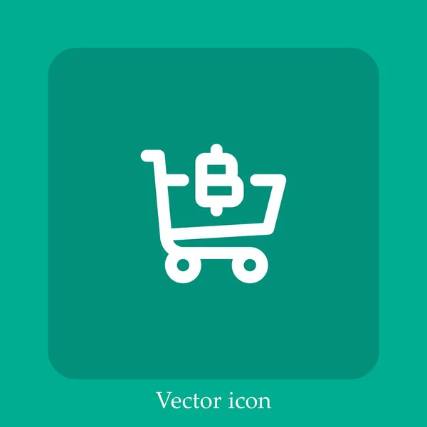 Carrinho Compras Ícone Vetor Linear Icon Line Com Curso Editável — Vetor de Stock