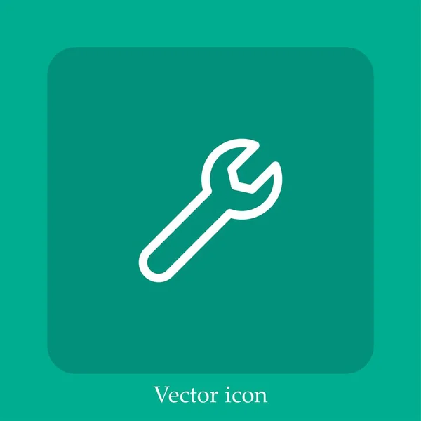 Wrench Vector Icon Linear Icon Line Editable Stroke — Stock Vector