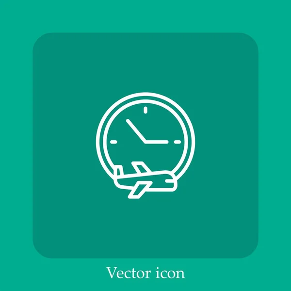 Ícone Vetor Avião Linear Icon Line Com Curso Editável — Vetor de Stock