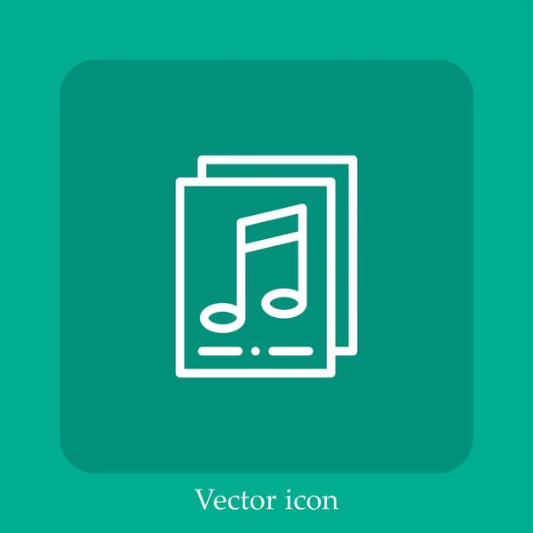 Icône Vectorielle Fichier Musical Icône Linéaire Ligne Avec Trait Modifiable — Image vectorielle