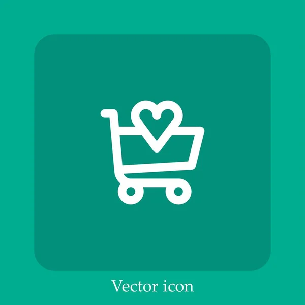 Shopping Cart Vector Icon Linear Icon Line Editable Stroke — Stock Vector