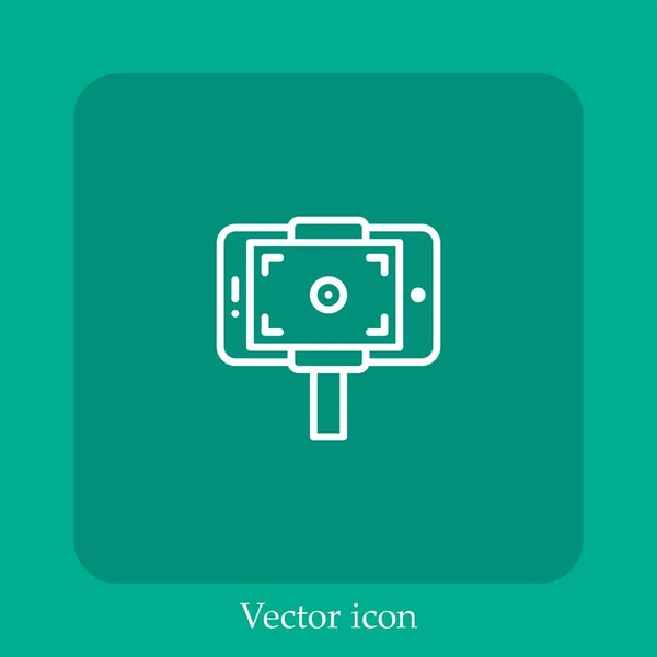 Icône Vectorielle Vidéo Icône Linéaire Ligne Avec Trait Modifiable — Image vectorielle