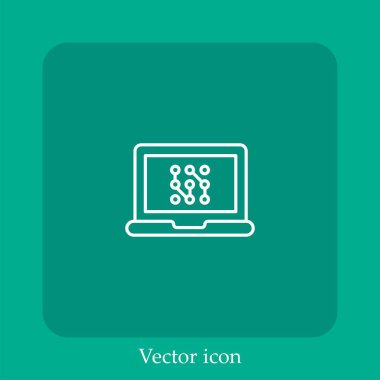 dizüstü bilgisayar vektörü doğrusal simgesi. Düzenlenebilir vuruş ile satır