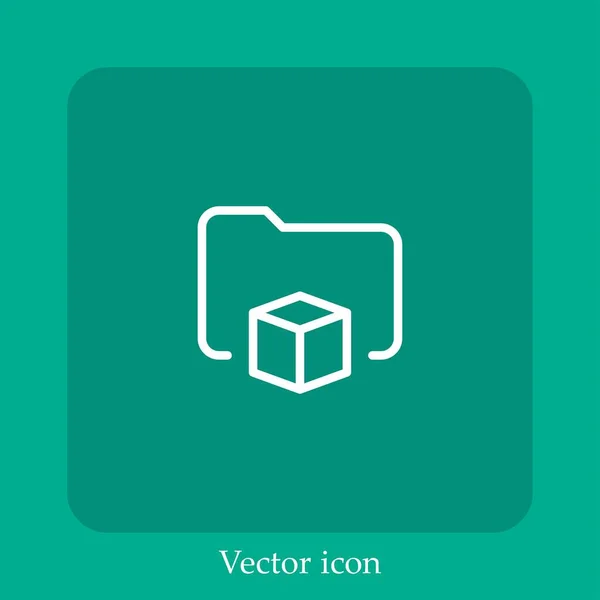 Icono Vector Carpeta Icon Line Lineal Con Carrera Editable — Vector de stock