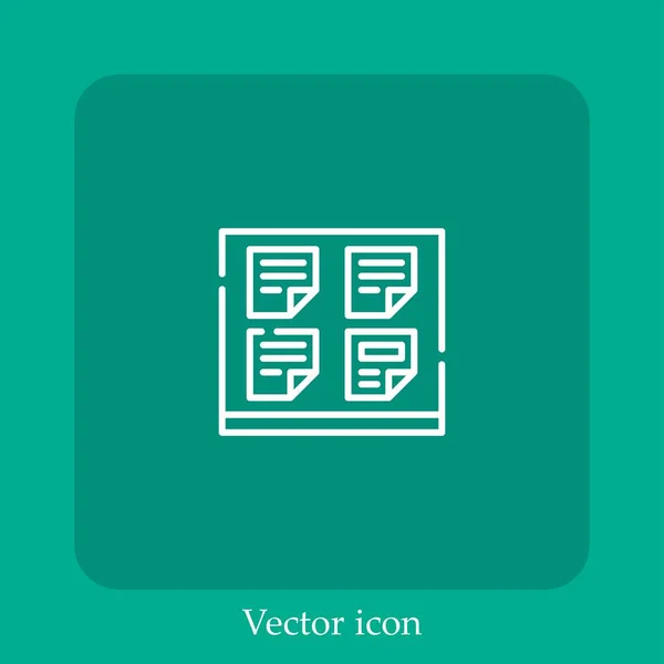 Icono Vector Nota Pegajosa Icono Lineal Línea Con Carrera Editable — Vector de stock