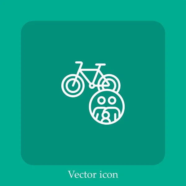 Icono Vector Bicicleta Icon Line Lineal Con Carrera Editable — Vector de stock