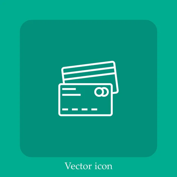 Tarjeta Crédito Icono Vector Icon Line Lineal Con Carrera Editable — Vector de stock