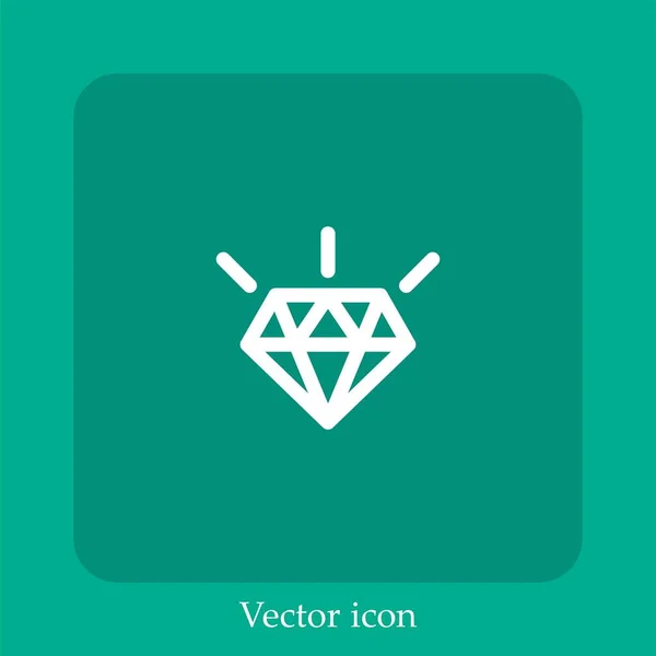 Icône Vectorielle Diamant Icône Linéaire Ligne Avec Course Modifiable — Image vectorielle