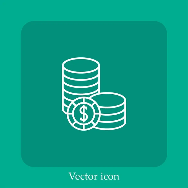 Coins Vector Icon Linear Icon Line Editable Stroke — Vector de stock