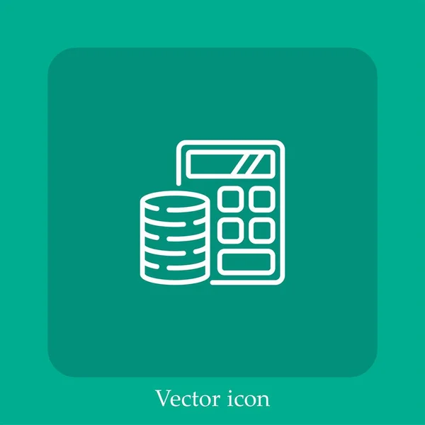 Icône Vectorielle Calculatrice Icône Linéaire Ligne Avec Course Modifiable — Image vectorielle