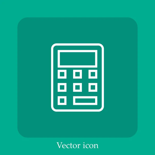 Icône Vectorielle Calculatrice Icône Linéaire Ligne Avec Course Modifiable — Image vectorielle