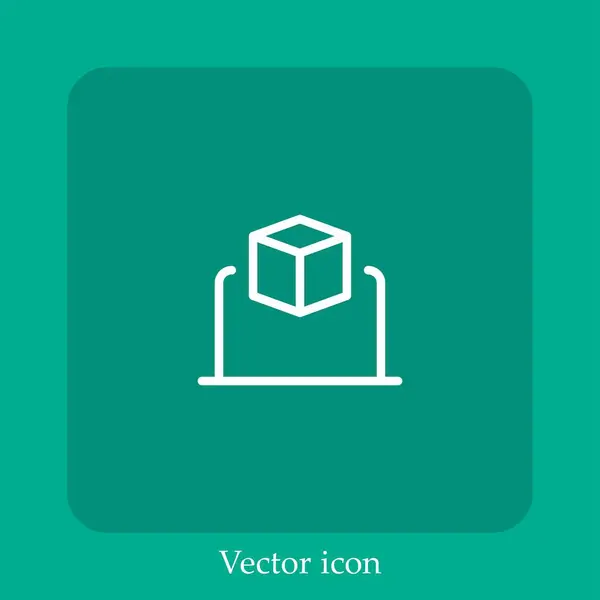 Icono Del Vector Portátil Icon Line Lineal Con Carrera Editable — Vector de stock