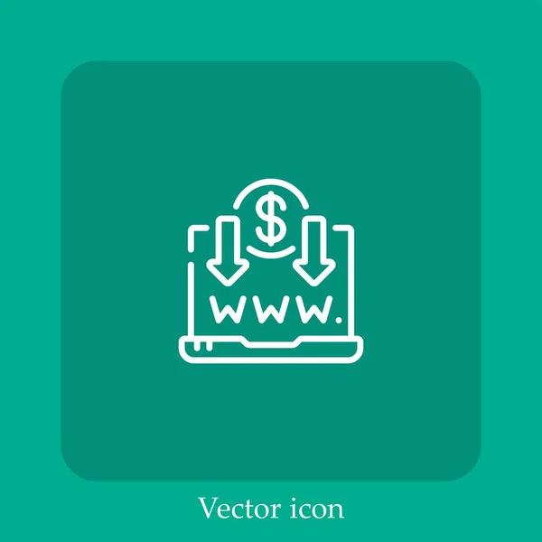 Icono Vector Banca Línea Icon Line Lineal Con Carrera Editable — Vector de stock
