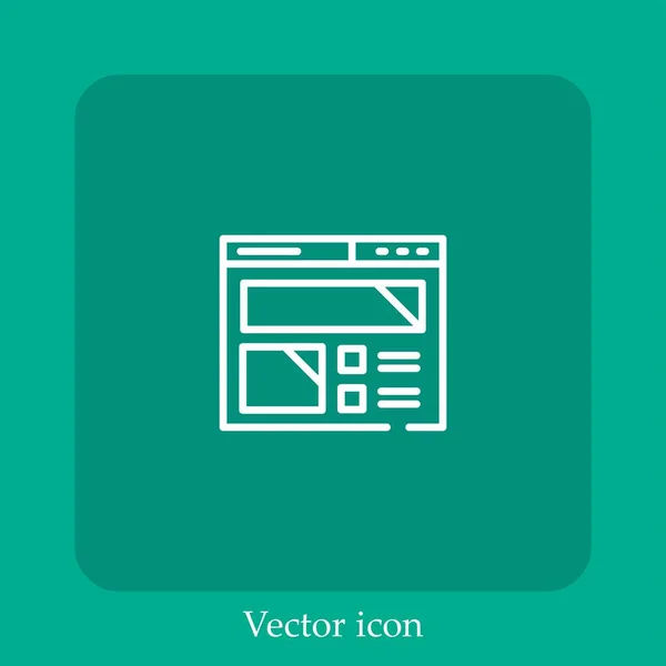 Icône Vectorielle Site Web Icône Linéaire Ligne Avec Course Modifiable — Image vectorielle