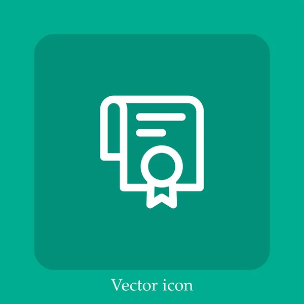 Zertifikatsvektorsymbol Lineare Icon Line Mit Editierbarem Strich — Stockvektor