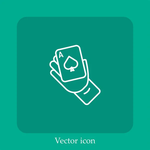 Juego Cartas Icono Vectorial Icon Line Lineal Con Carrera Editable — Vector de stock