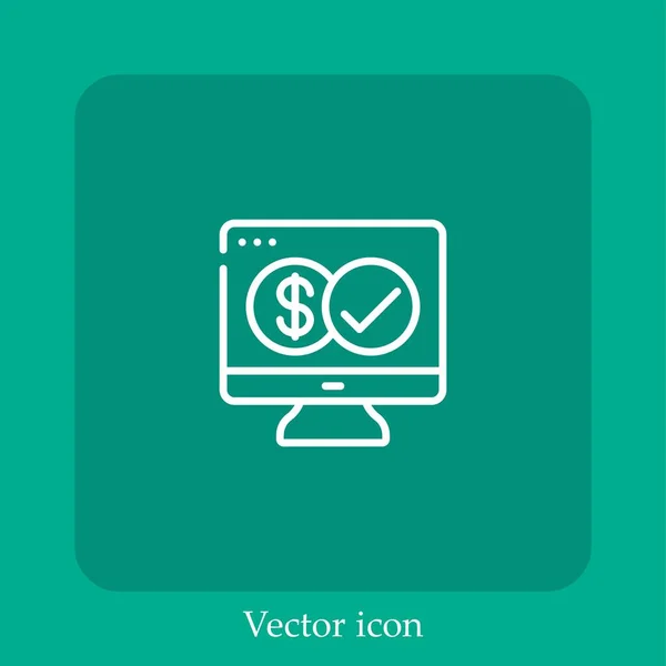 Ícone Vetorial Dinheiro Linear Icon Line Com Curso Editável — Vetor de Stock