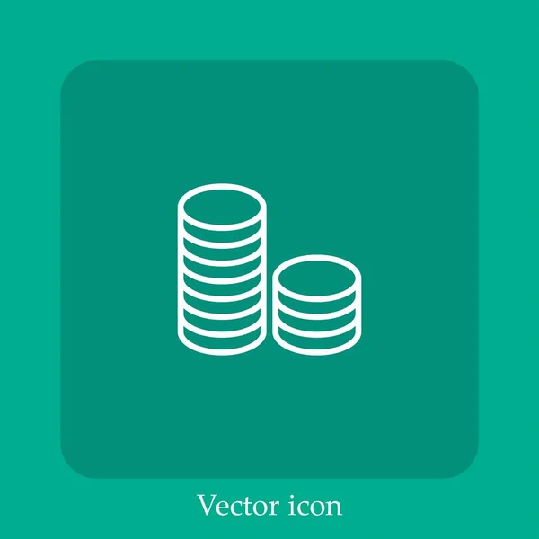 Coins Vector Icon Linear Icon Line Editable Stroke — Vector de stock