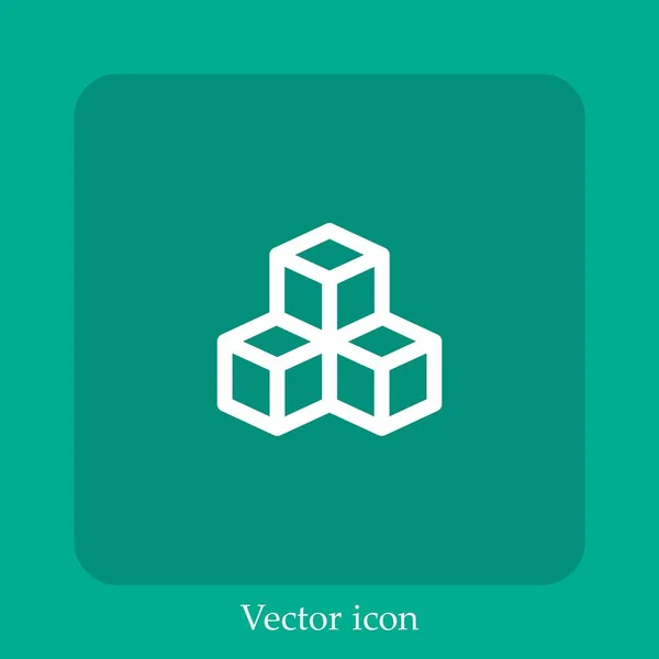 Ícone Vetorial Cubos Linear Icon Line Com Curso Editável — Vetor de Stock