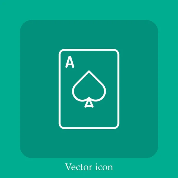 Poker Cards Vector Icon Linear Icon Line Editable Stroke — Stock Vector