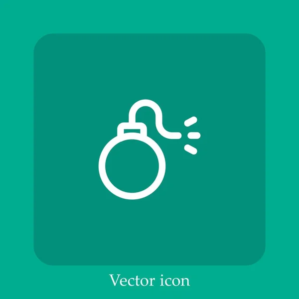Icône Vectorielle Bombe Icône Linéaire Ligne Avec Course Modifiable — Image vectorielle