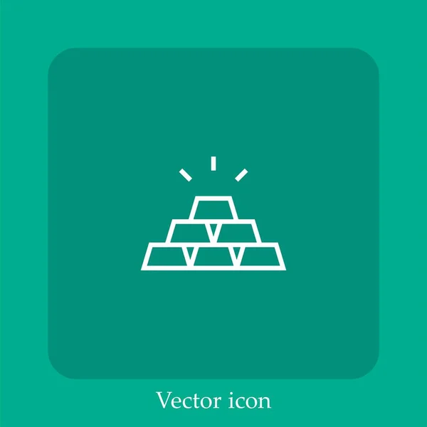 Lingotes Ícone Vetor Linear Icon Line Com Curso Editável — Vetor de Stock