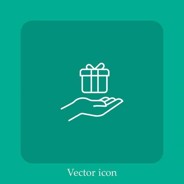 Icono Vector Regalo Icon Line Lineal Con Carrera Editable — Vector de stock