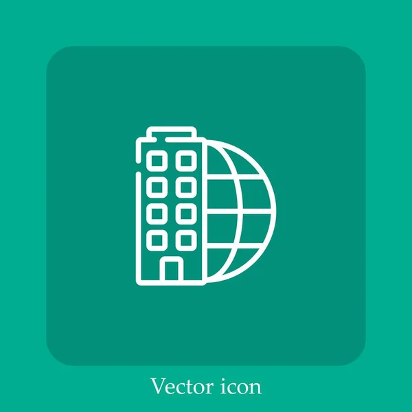 Icône Vectorielle Web Mondiale Icône Linéaire Ligne Avec Course Modifiable — Image vectorielle