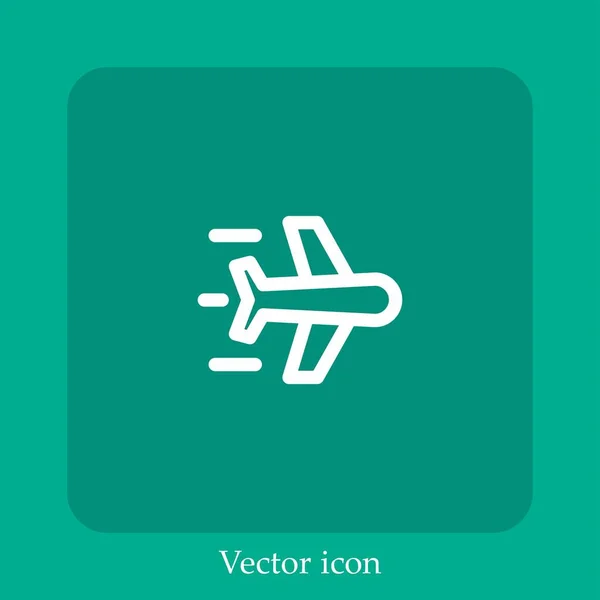 Icono Vector Avión Icon Line Lineal Con Carrera Editable — Vector de stock