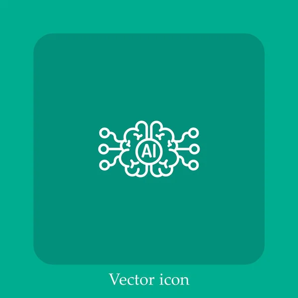 Ícone Vetor Cerebral Linear Icon Line Com Curso Editável — Vetor de Stock