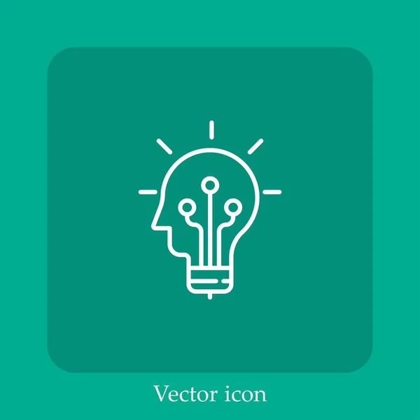 Icono Vector Mente Icon Line Lineal Con Carrera Editable — Vector de stock