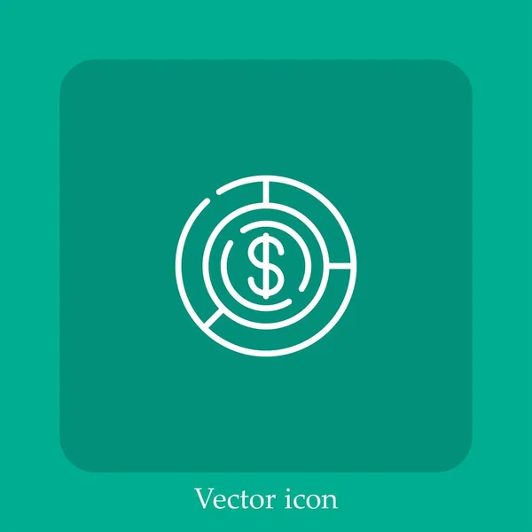 Icône Vectorielle Argent Icône Linéaire Ligne Avec Course Modifiable — Image vectorielle