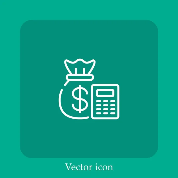 Ícone Vetorial Calculadora Linear Icon Line Com Curso Editável — Vetor de Stock