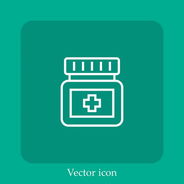 Pilules Icône Vectorielle Icône Linéaire Ligne Avec Course Modifiable — Image vectorielle