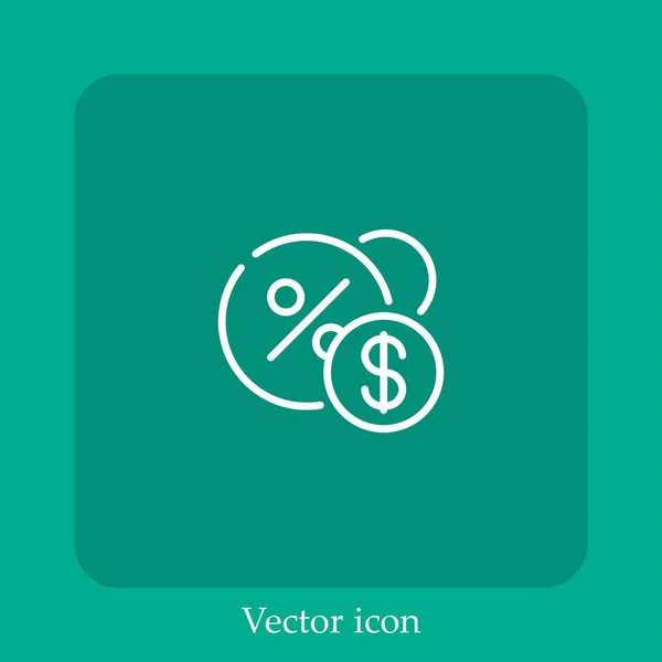 Icono Vector Porcentual Icon Line Lineal Con Carrera Editable — Vector de stock