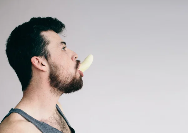 Engraçado sorrindo banana menino i — Fotografia de Stock