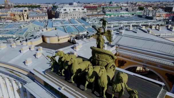 Dicsőség Szekere Vezérkar Boltozata Fölött Szentpétervár Egyik Legfigyelemreméltóbb Műemléke Légi — Stock videók